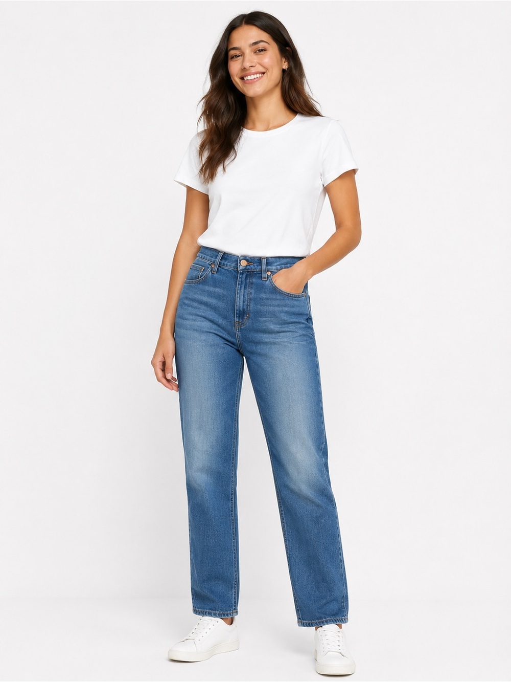Escada Sport Linda Classic Straight Leg Jeans in Medium Blue size IT 34 / 4-6US